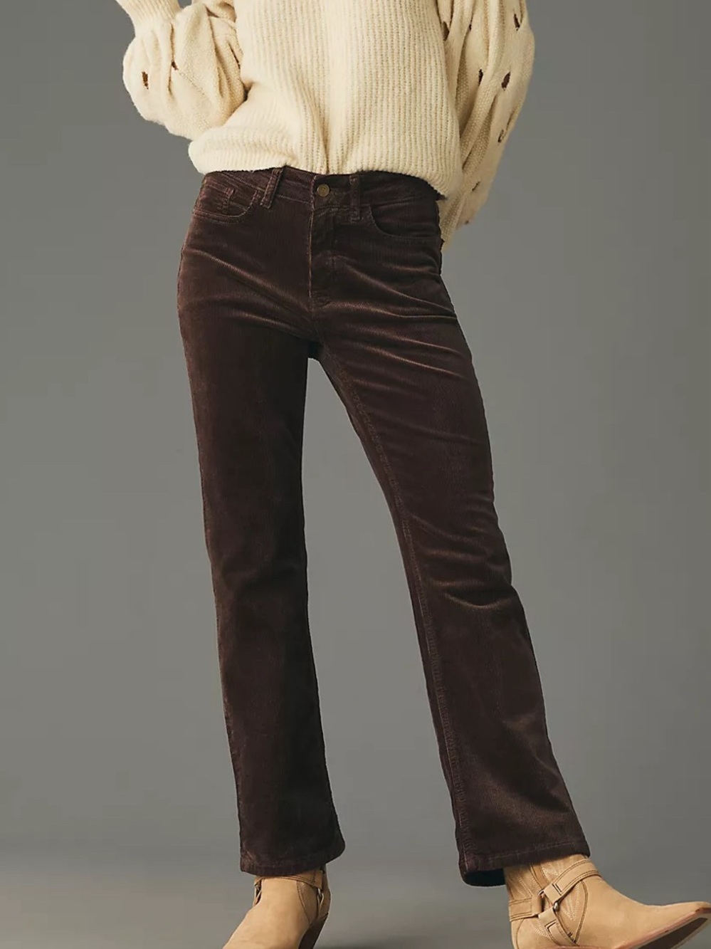 Pilcro The Yaya Mid-Rise Corduroy Crop Flare Jeans Size: 29
